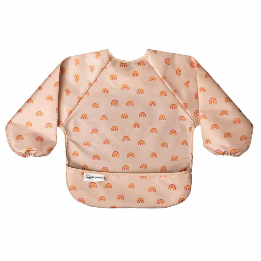 Tiny Twinkle Mess Proof Baby Bib,Waterproof Smock Baby Bib for Eating,Machine Washable Long Sleeve