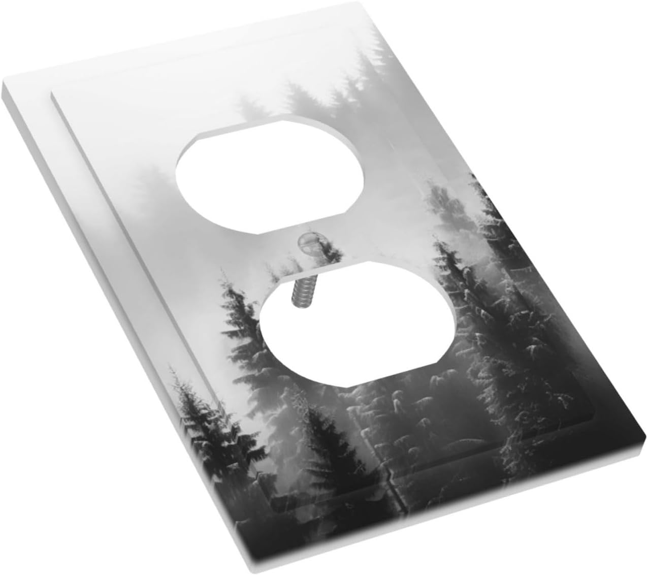 Foggy Forest Natural Scenery Retro Tree Pine Outlet Covers 1 Gang Duplex Light Switch Cover