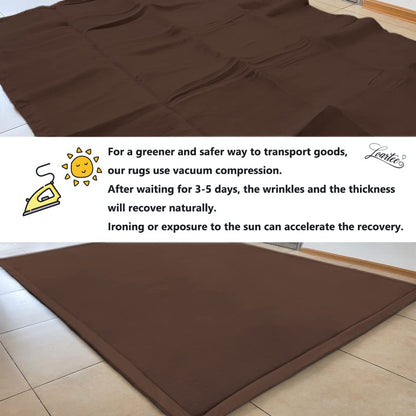 Loartee Coral Velvet Crawling Rugs Area Rugs Play Mat (6'8"x9'8", Coffee) for Toddler Children Yoga