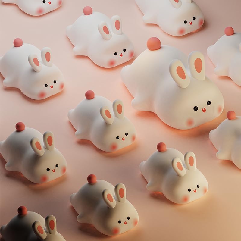 Squishy Bunny Night Light, Cute Easter Rabbit, Bunny Lamp, Led Big Face Rabbit Decor, Novelty