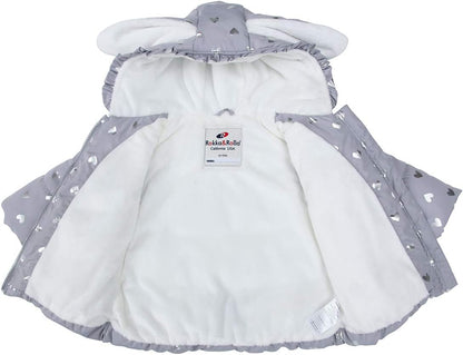 Rokka&Rolla Baby Girls' Water-Resistant Soft Mini Fur Lined Puffer Jacket Winter Coat for Newborn