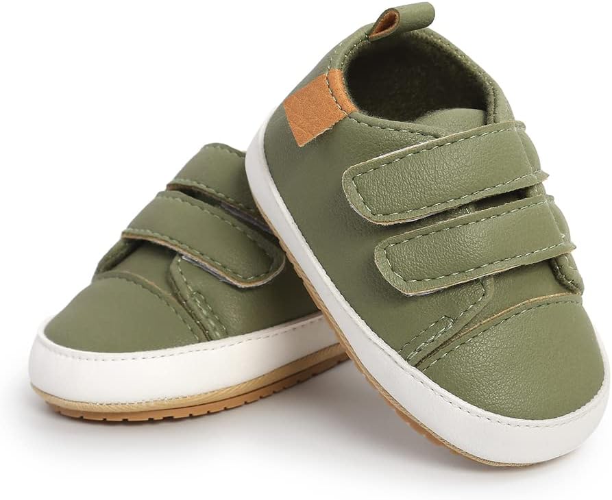 SOFMUO Baby Boys Girls High Top Ankle PU Leather Sneakers Soft Rubber Sole Infant Moccasins Newborn