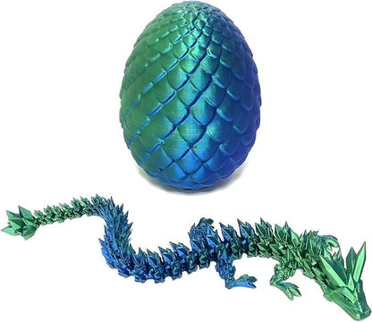 3D Printed Dragon Eggs with Dragon Inside, Articulated Crystal Dragon in Egg , Executive Dragon