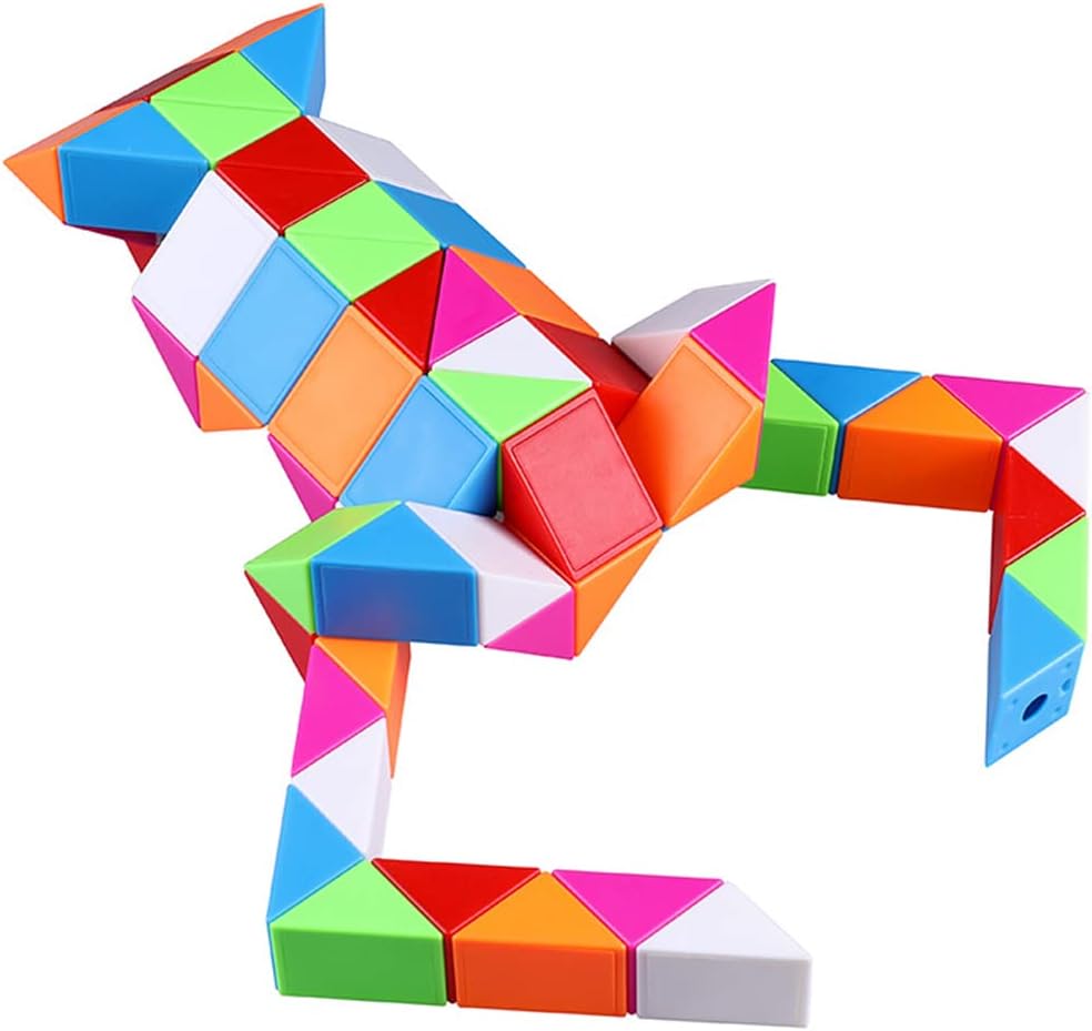 Fidget Magic Snake Cube Puzzles Twist Ruler Speed Cubes Brain Teaser Game Toys for Kids (72 Block