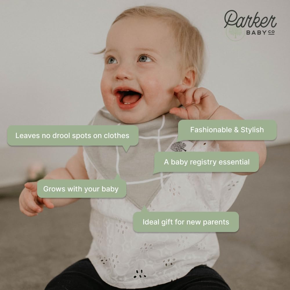 Parker Baby Bandana Drool Bibs 8 Pack Baby Bibs for Boys, Girls, Unisex - Soft & Stylish Teething