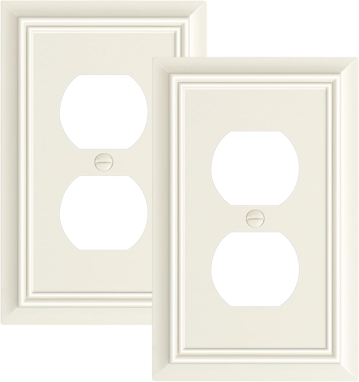 2-Pack Duplex Outlet Cover Plate, Decorative Light Almond Switch Plates and Outlet Covers, Natural