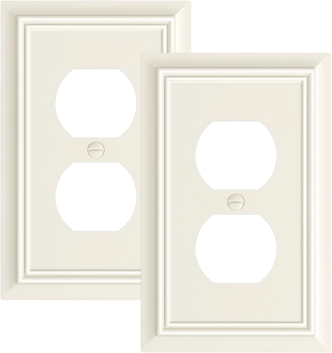 2-Pack Duplex Outlet Cover Plate, Decorative Light Almond Switch Plates and Outlet Covers, Natural