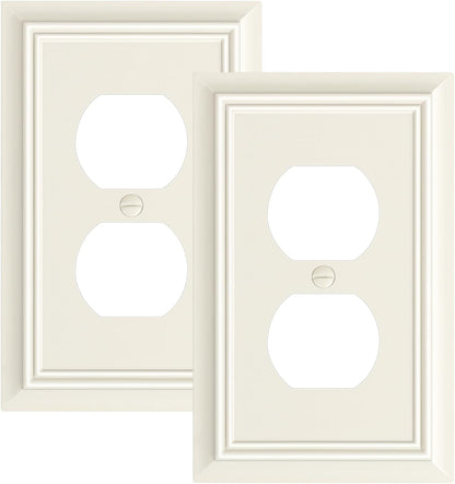 2-Pack Duplex Outlet Cover Plate, Decorative Light Almond Switch Plates and Outlet Covers, Natural