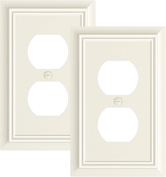 2-Pack Duplex Outlet Cover Plate, Decorative Light Almond Switch Plates and Outlet Covers, Natural