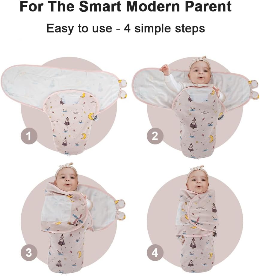 HOUSBAY 100% Cotton Baby Swaddle Sleep Sacks for Newborn Swaddling Blankets Adjustable 2-Way Zipper