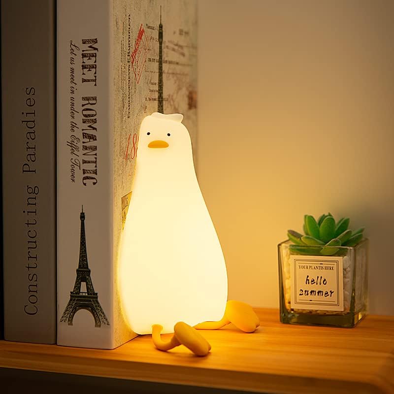 Lying Flat Duck Night Light, 3 Level Dimmable LED Nursery Nightlight,Cute Lamps Silicone Light Up