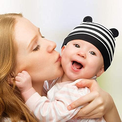 Geyoga 6 Pieces Newborn Baby Hat Bear Ears Infant Caps Baby Boy Girl Toddler Hats Infant Beanie