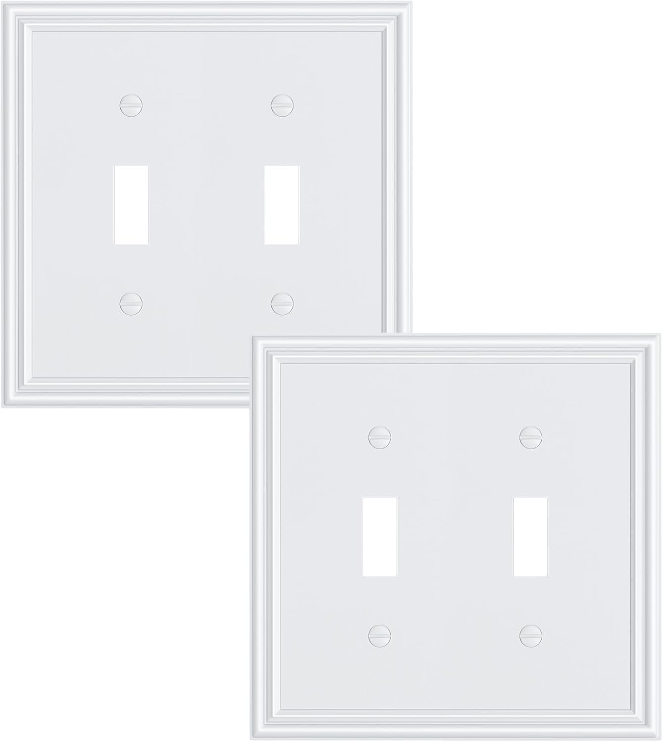 2-Pack Double Toggle Light Switch Cover Plate, Durable Solid Zinc Alloy Decorative Dual Switch