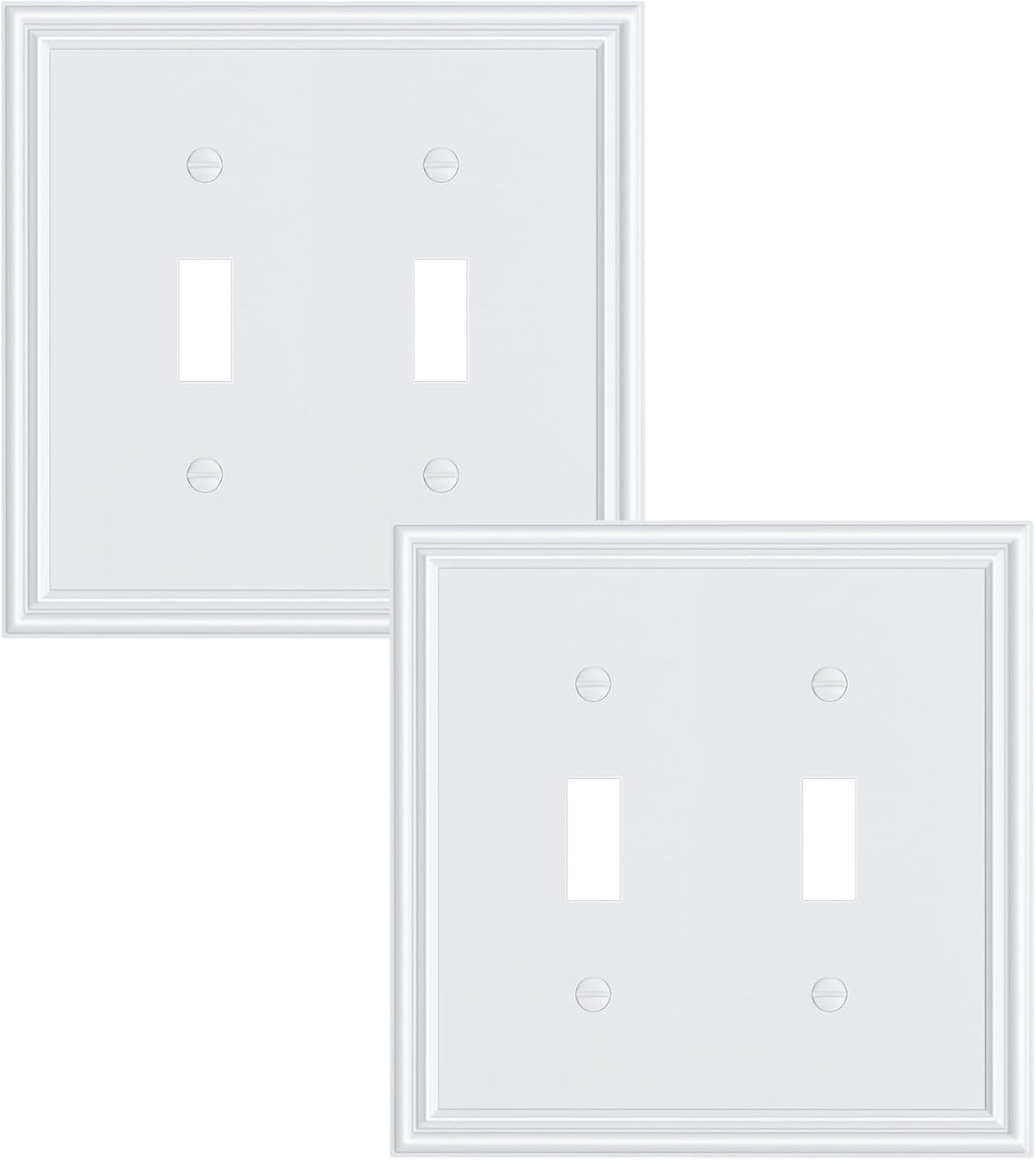 2-Pack Double Toggle Light Switch Cover Plate, Durable Solid Zinc Alloy Decorative Dual Switch