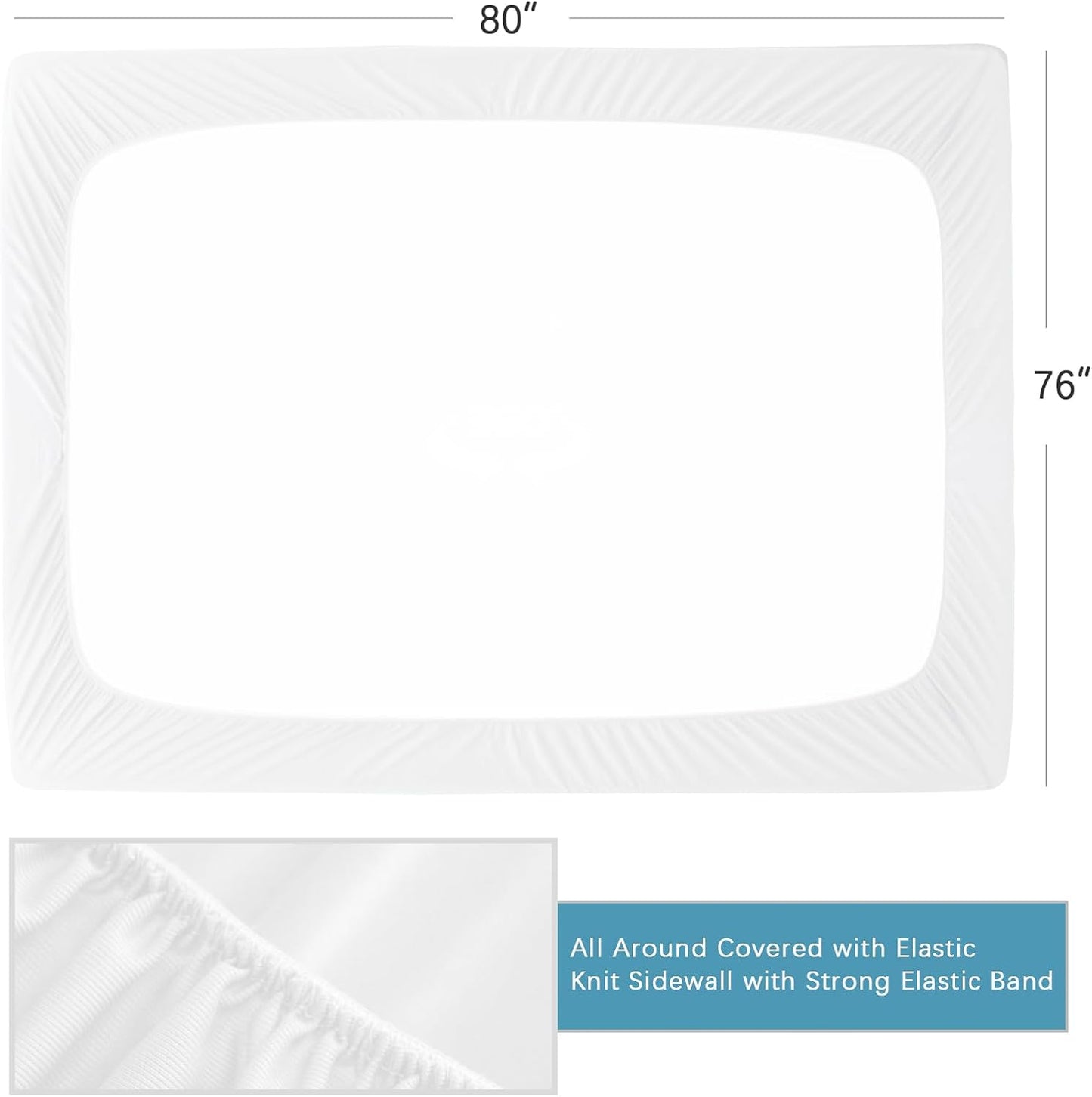 2 Pack King Mattress Protector Waterproof, Noiseless & Soft Coverage King Size Mattress Cover