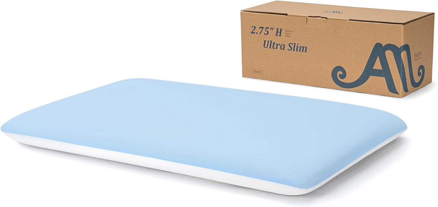 AM AEROMAX 2.75 Inches Queen Size Hyper Slim Memory Foam Pillow for Stomach and Back Sleepers