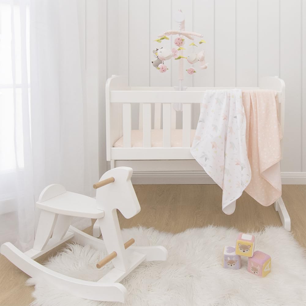 Living Textiles Baby Musical Mobile - Ava Birds | Crib Toy, Knitted Woodland Characters, Nursery
