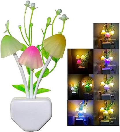 Sensor Led Night Light, Color Changing Plug-in LED Mushroom Light Dream Bed Lamp Cute NightLight