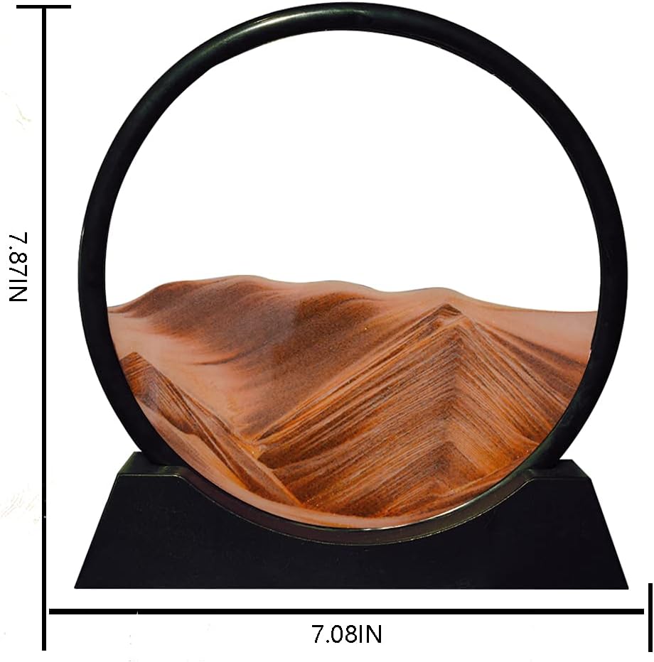 Aoderun Moving Sand Art Picture Round Glass 3D Deep Sea Sandscape in Motion Display Flowing Sand