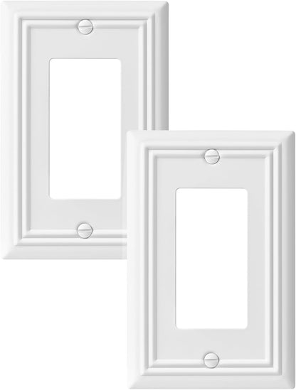 DEWENWILS Decorator Outlet Covers, White Metal Light Switch Cover Plates, 4.92" x 3.14" Decorative