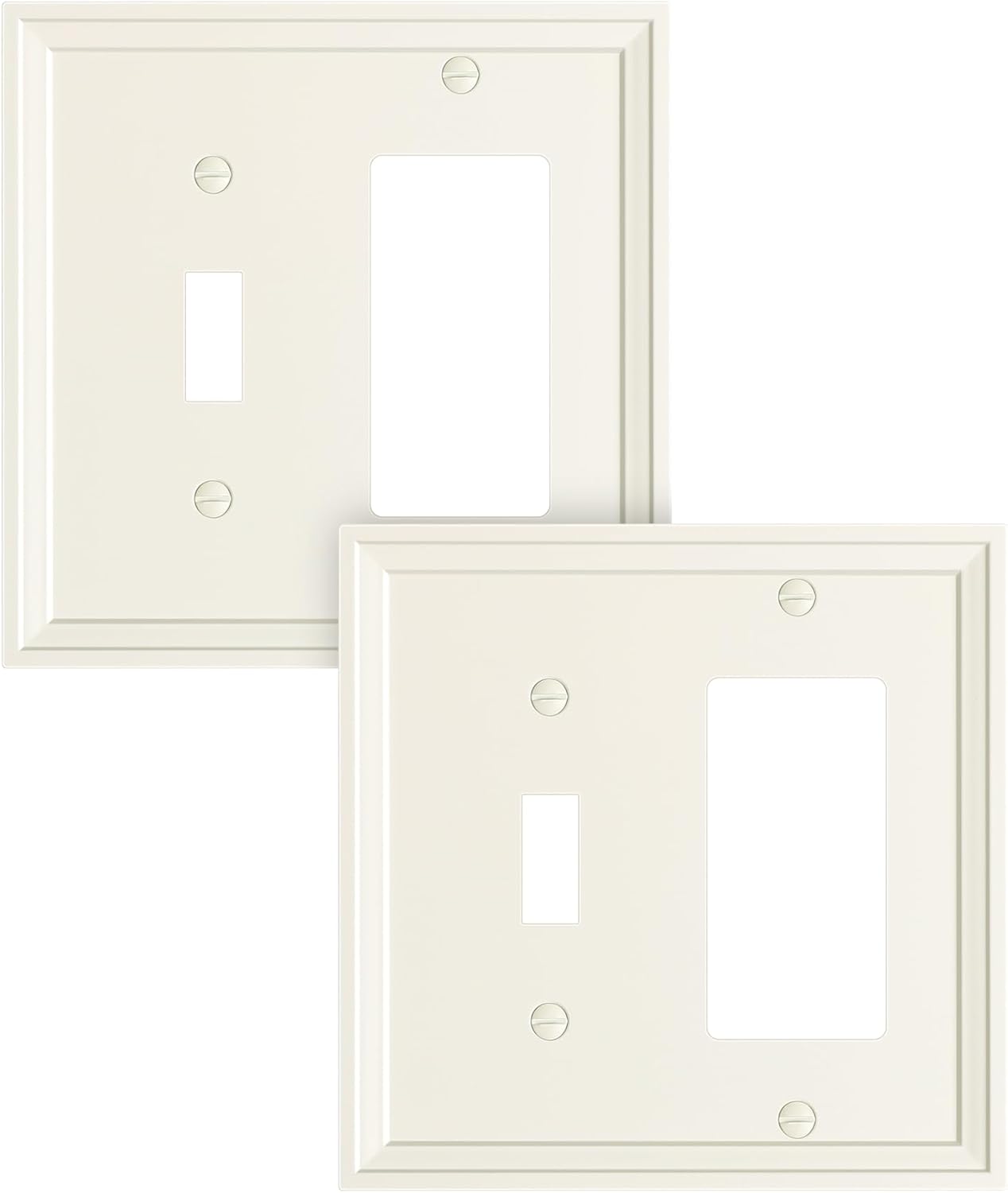 2-Pack Combo Toggle/Decorator Light Switch Cover Plate, Light Almond Modern Decorative Electrical