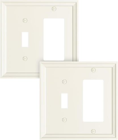 2-Pack Combo Toggle/Decorator Light Switch Cover Plate, Light Almond Modern Decorative Electrical