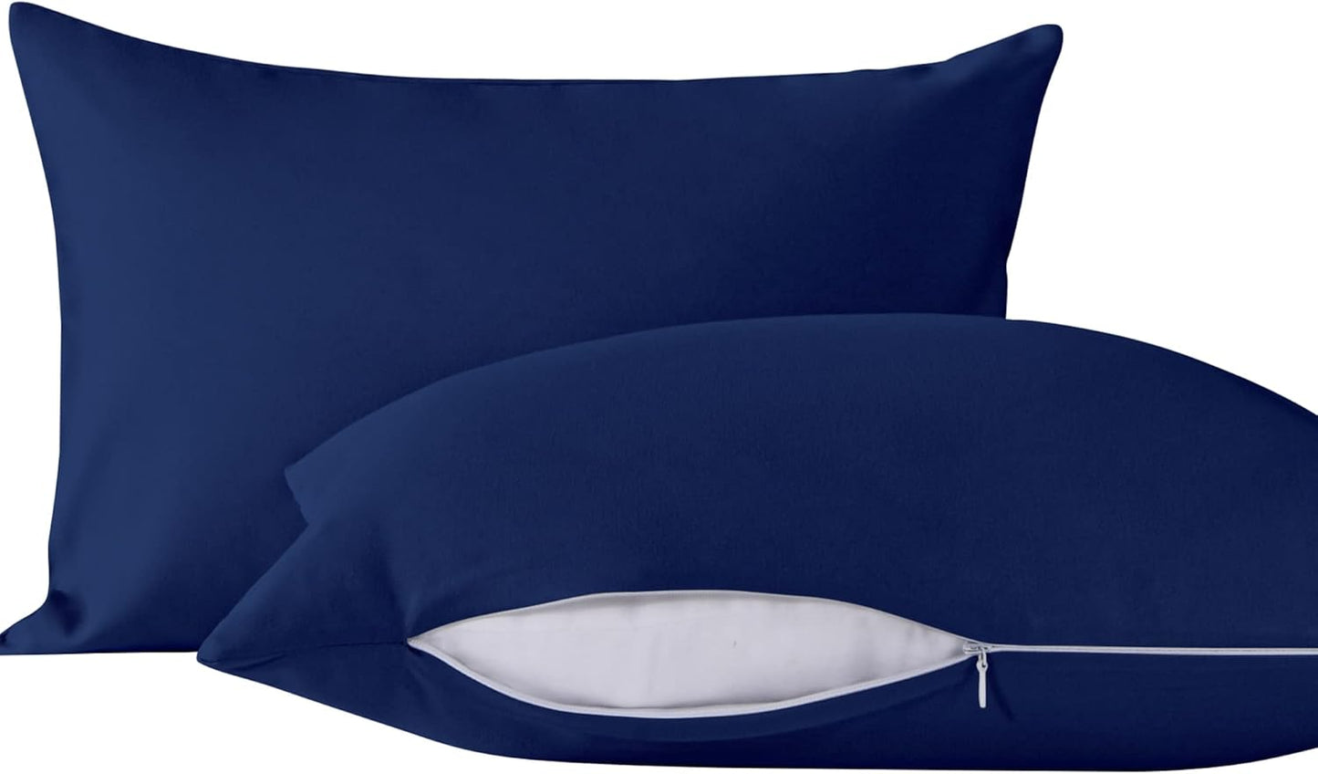 NTBAY 2 Pack Pillows with Microfiber Pillowcases, Soft Cotton Down Alternative 13x18 Zippered