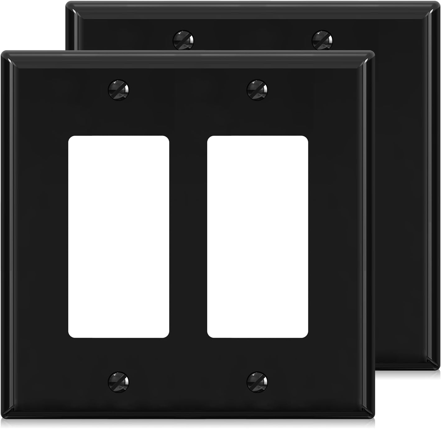 ELEGRP 2-Gang Decorative Wall Plates, Mid-Size 4.88" H x 4.94" L Unbreakable Thermoplastic