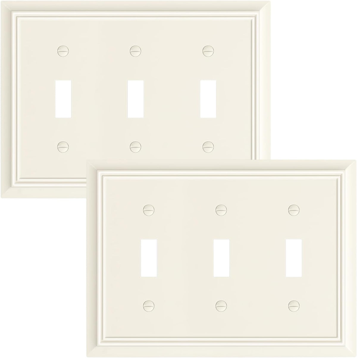 2-Pack Triple Toggle Light Switch Cover Plate, Durable Natural Bamboo Fiber Decorative Switch Plate
