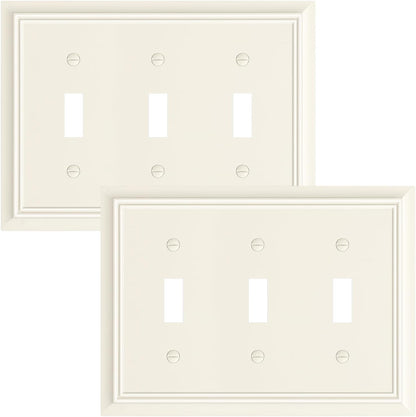2-Pack Triple Toggle Light Switch Cover Plate, Durable Natural Bamboo Fiber Decorative Switch Plate