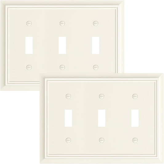 2-Pack Triple Toggle Light Switch Cover Plate, Durable Natural Bamboo Fiber Decorative Switch Plate