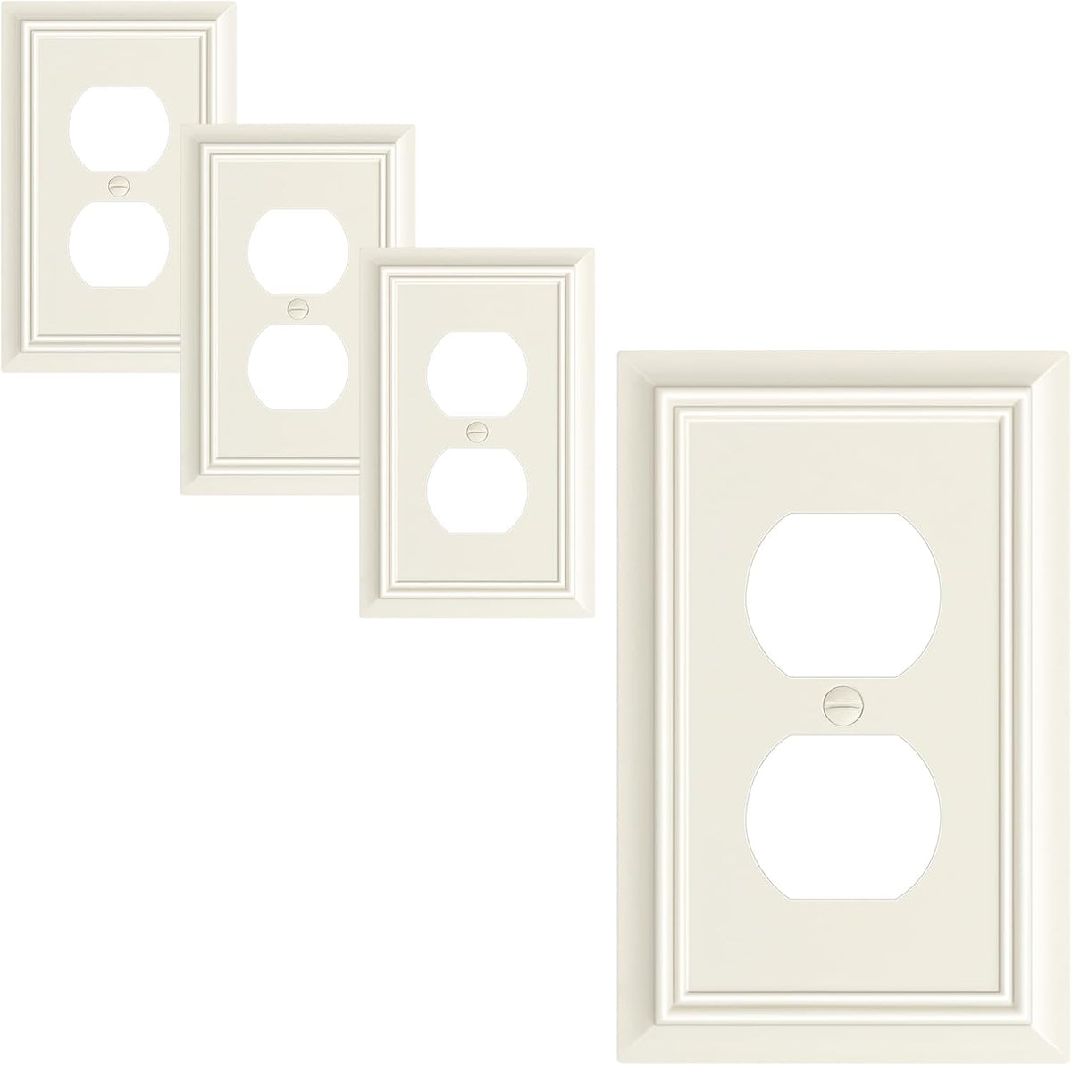 4-Pack Duplex Outlet Cover Plate, Decorative Light Almond Switch Plates and Outlet Covers, Natural