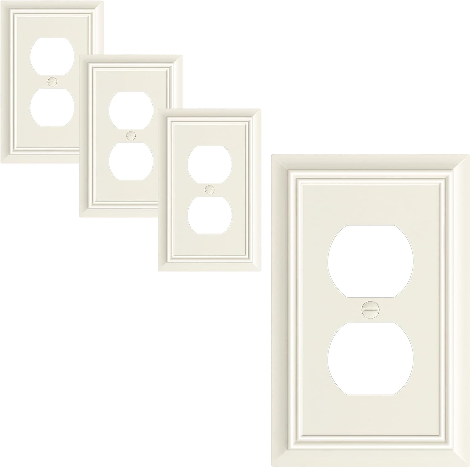 4-Pack Duplex Outlet Cover Plate, Decorative Light Almond Switch Plates and Outlet Covers, Natural