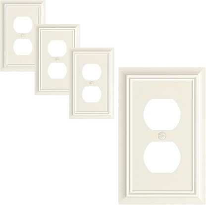4-Pack Duplex Outlet Cover Plate, Decorative Light Almond Switch Plates and Outlet Covers, Natural