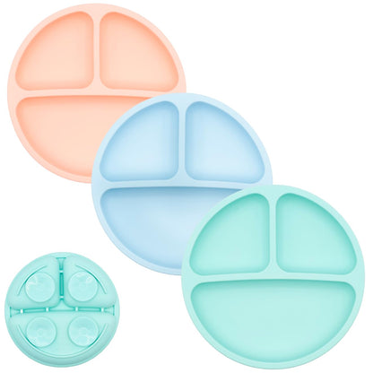 WeeSprout Suction Plates for Babies & Toddlers - 100% Silicone, Dinnerware Stays Put, Divided