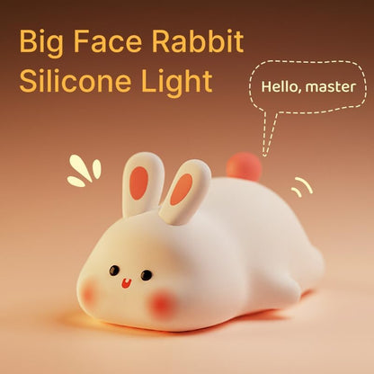 Squishy Bunny Night Light, Cute Easter Rabbit, Bunny Lamp, Led Big Face Rabbit Decor, Novelty