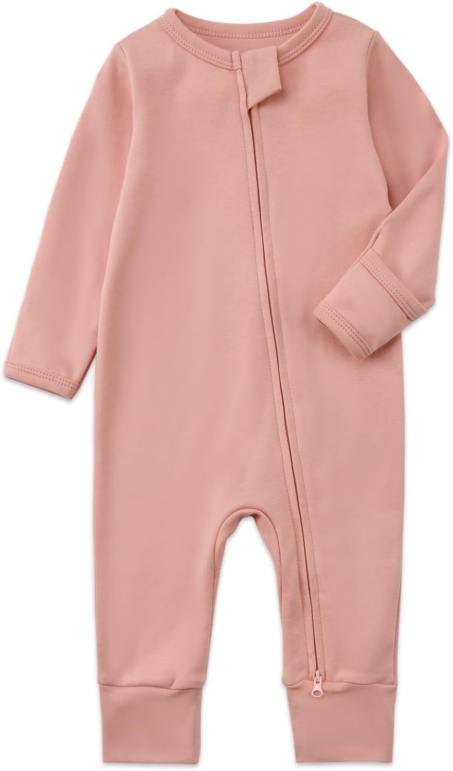 Aablexema 3-Pack Organic Cotton Baby Footless Pajamas with Mitten Cuffs, 2-Way Zipper Romper