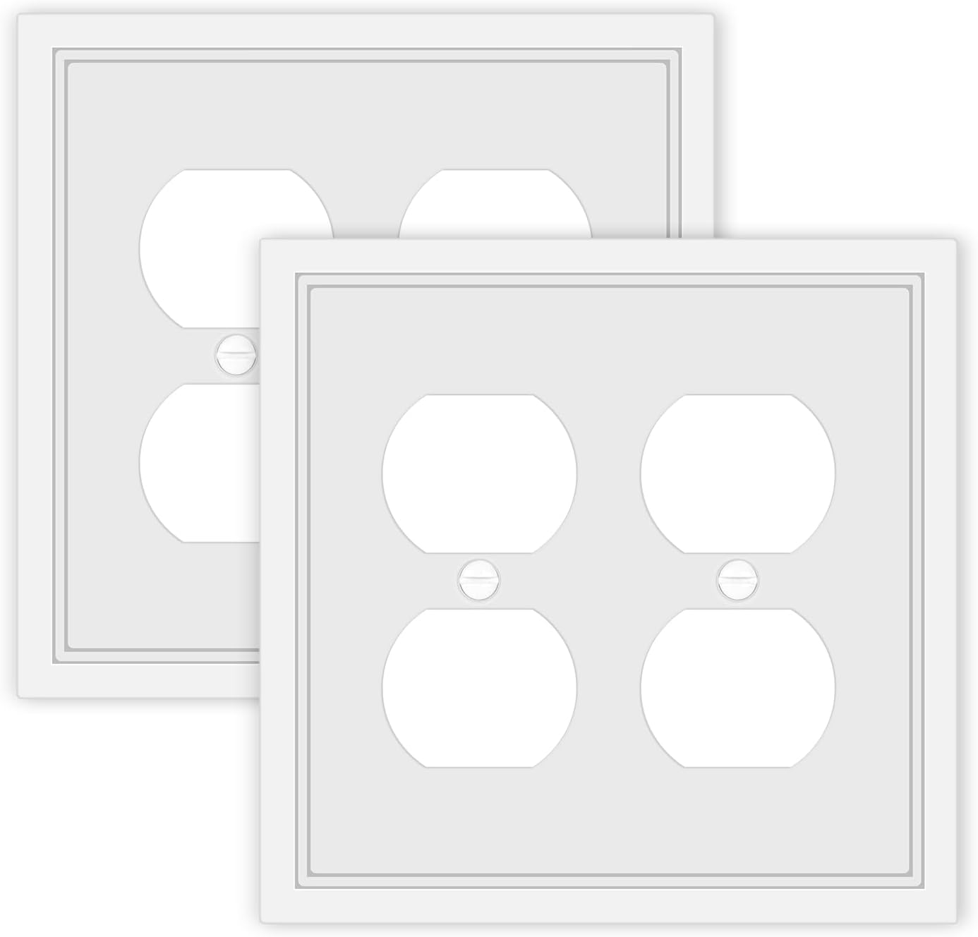 Double Duplex Outlet Cover Wall Plate White Classic Decorative Duplex Receptacle Cover Electrical