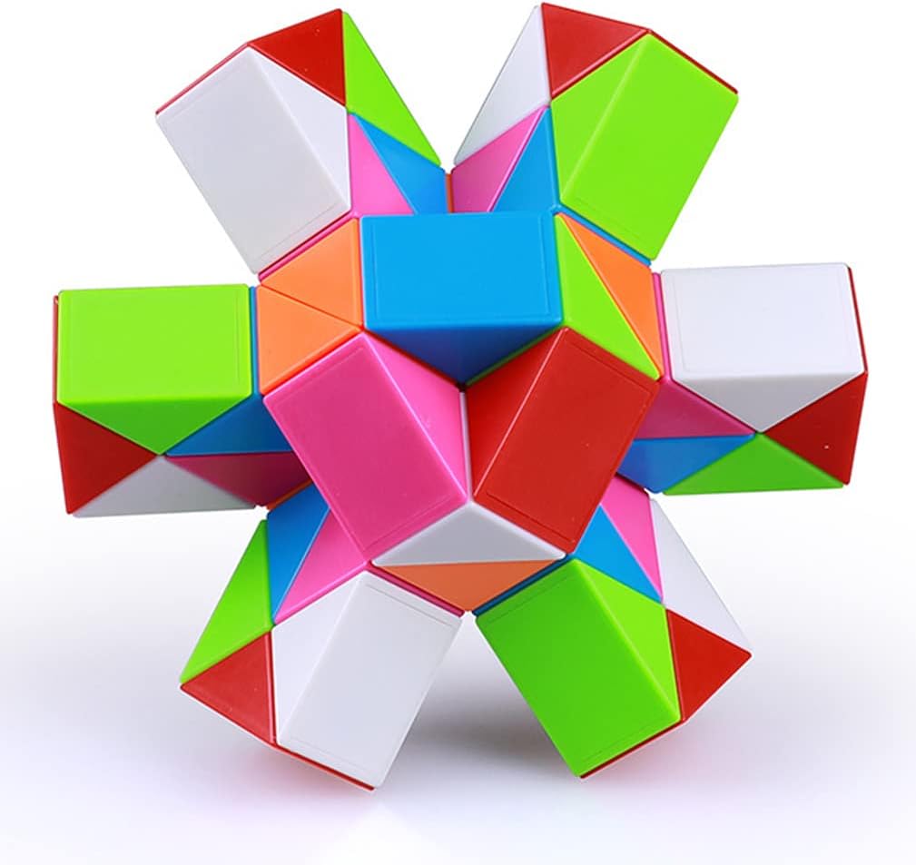 Fidget Magic Snake Cube Puzzles Twist Ruler Speed Cubes Brain Teaser Game Toys for Kids (48 Block