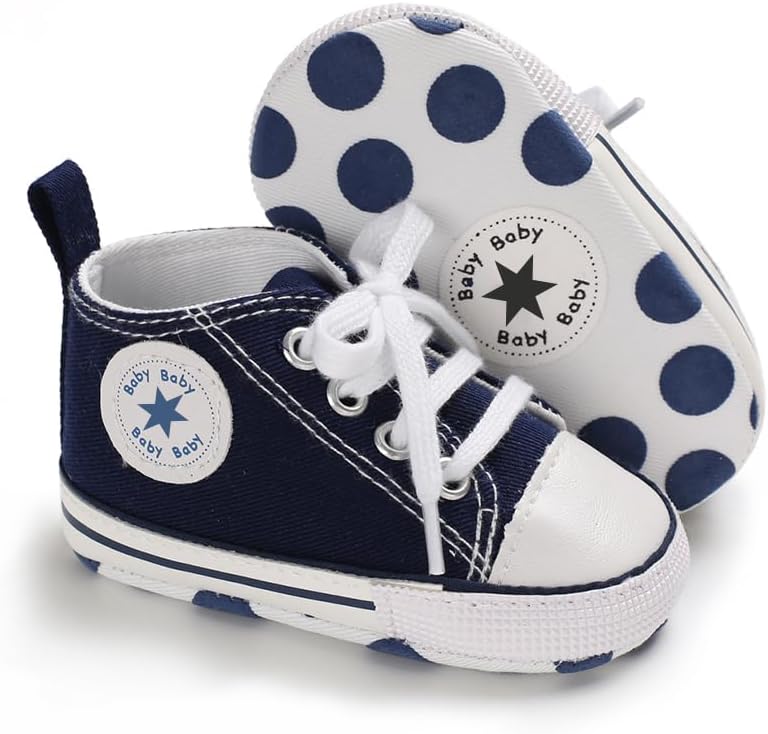 Unisex Baby Girls Boys Canvas High-top Shoes, Newborn Infant Anti-Slip Soft Sole Frist Walking