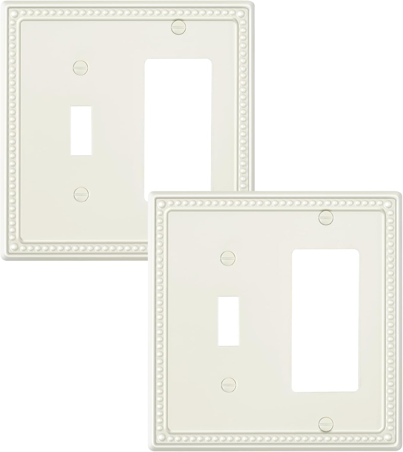 2-Pack Combo Toggle/Decorator Light Switch Cover Plate, Pearls Decorative Electrical Outlet Covers