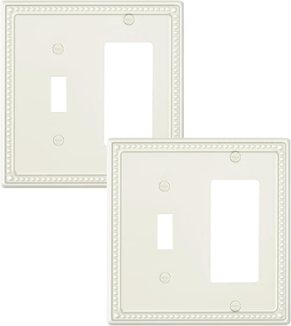 2-Pack Combo Toggle/Decorator Light Switch Cover Plate, Pearls Decorative Electrical Outlet Covers