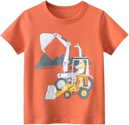Boys' 4-Pack Excavator Short Sleeve Crewneck T-Shirts Top Tee Size 2-7 Years Toddler Boys' Value
