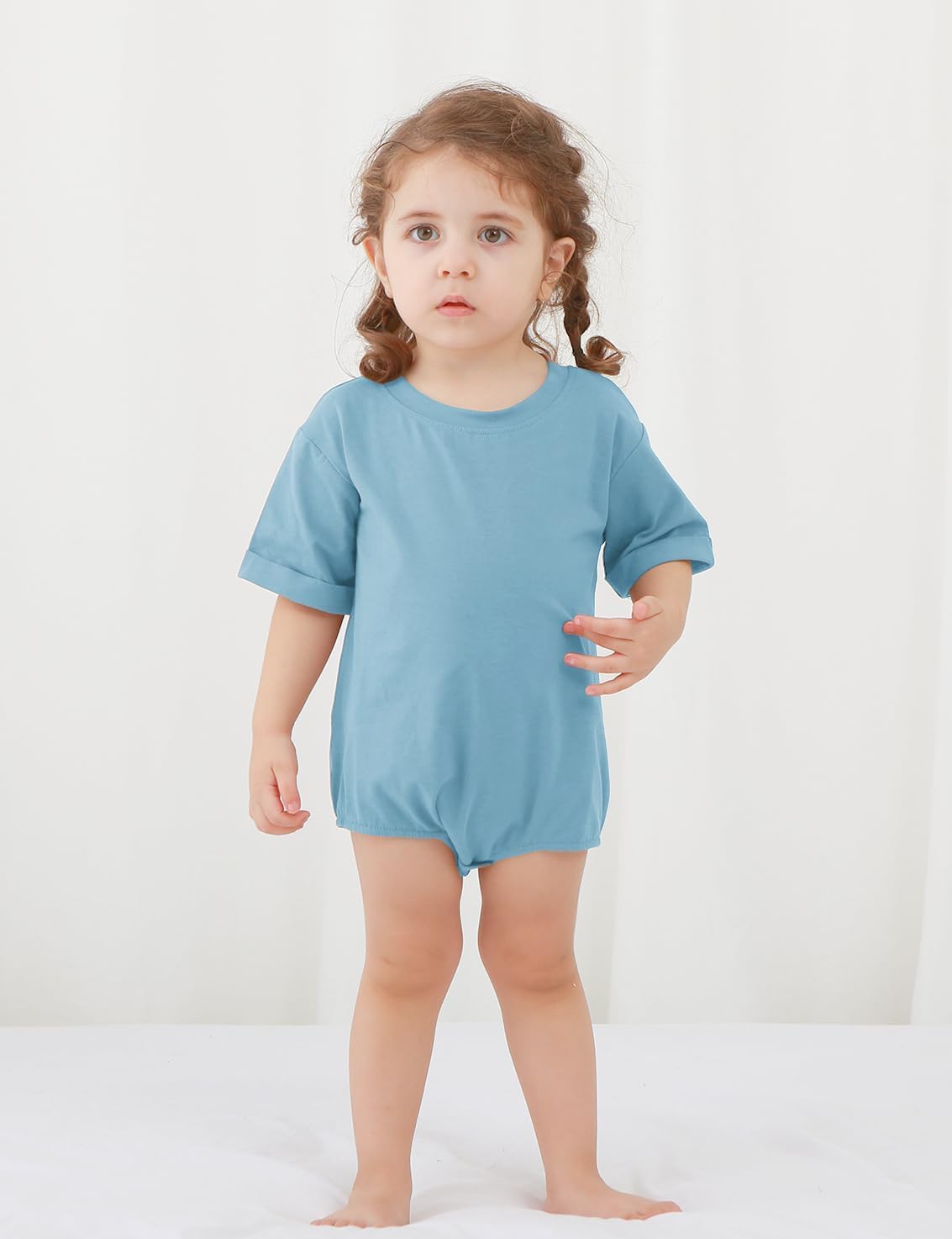 Jimonda Baby Bubble Romper Boy Girl Solid Color T-Shirt Outfits Short Sleeve Bodysuit Organic