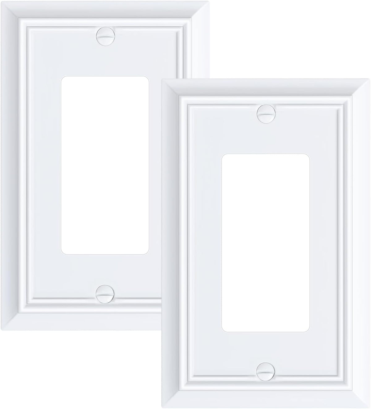 2-Pack Decorator Wall Plate Cover, Pure White Decorative Switch Plates and Outlet Covers, Durable