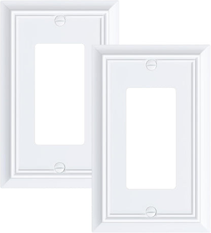 2-Pack Decorator Wall Plate Cover, Pure White Decorative Switch Plates and Outlet Covers, Durable