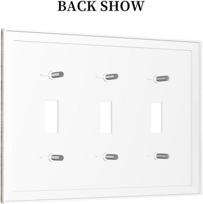 Decorative Switch Plates Retro Rustic Brown Wood Grain 3 Gang Wall Plate Triple Toggle Light Switch