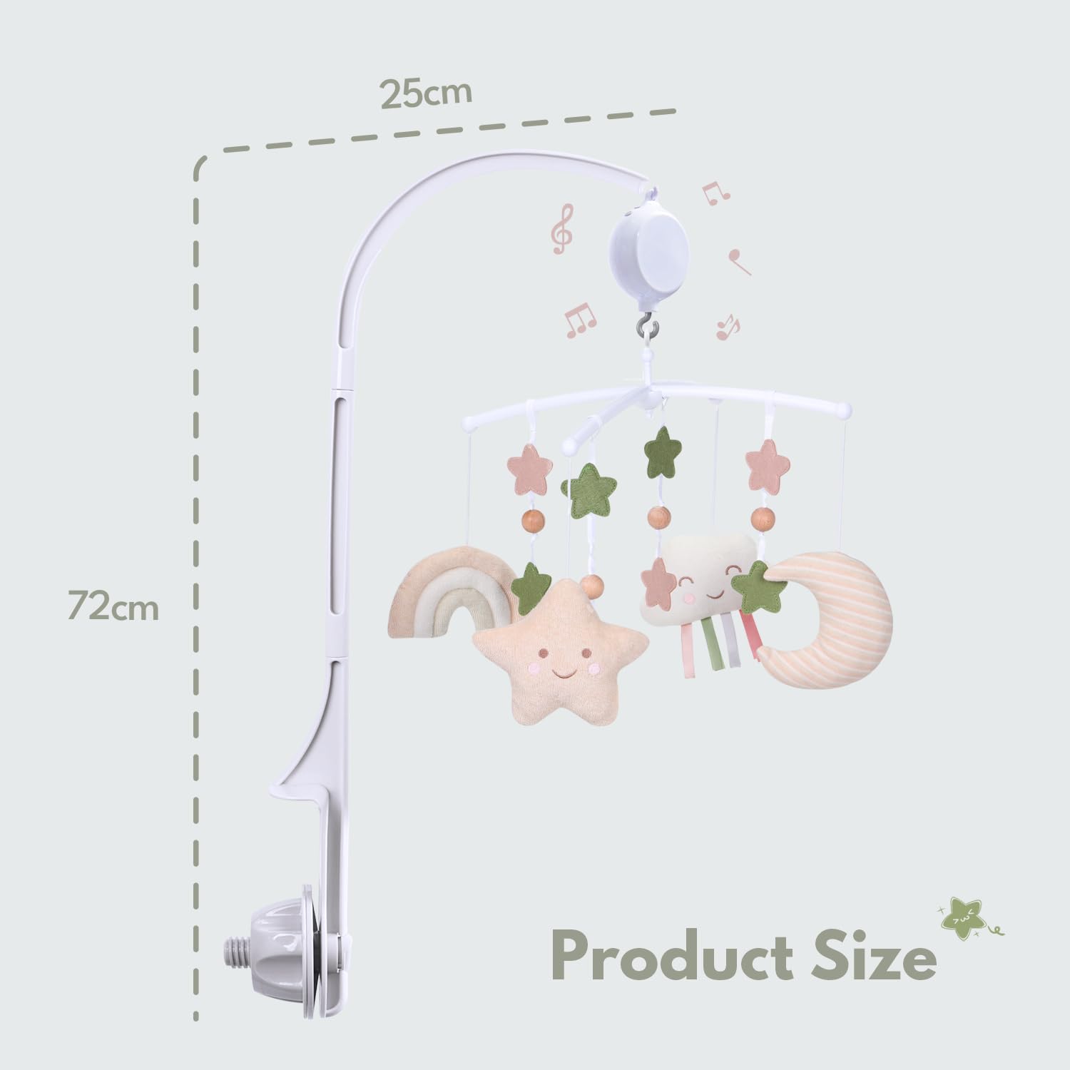 COTTONBEBE Crib Mobile 35 Lullaby Music, Cotton Baby Mobiles for Cribs & Pack N Play, Easy to
