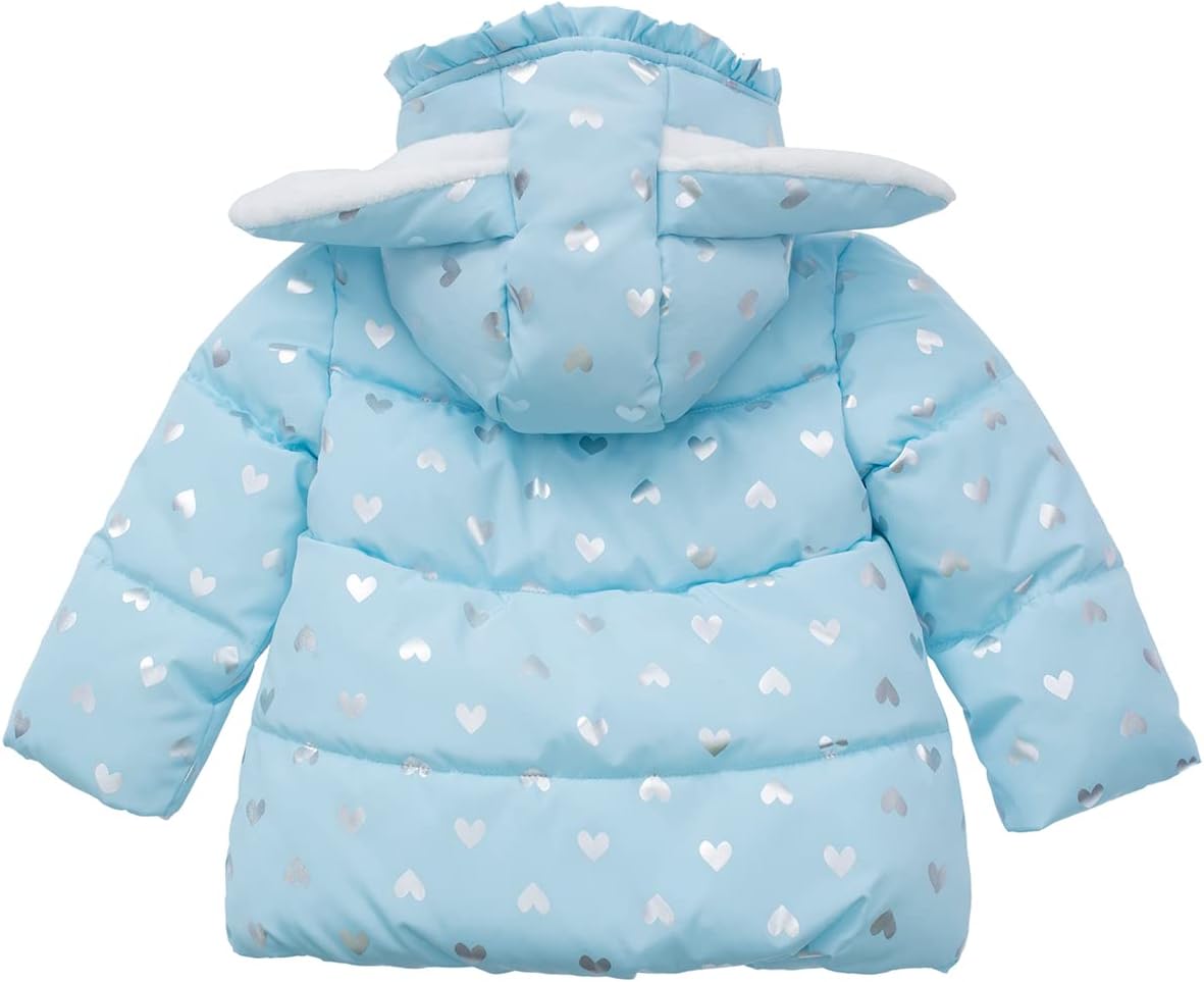 Rokka&Rolla Baby Girls' Water-Resistant Soft Mini Fur Lined Puffer Jacket Winter Coat for Newborn