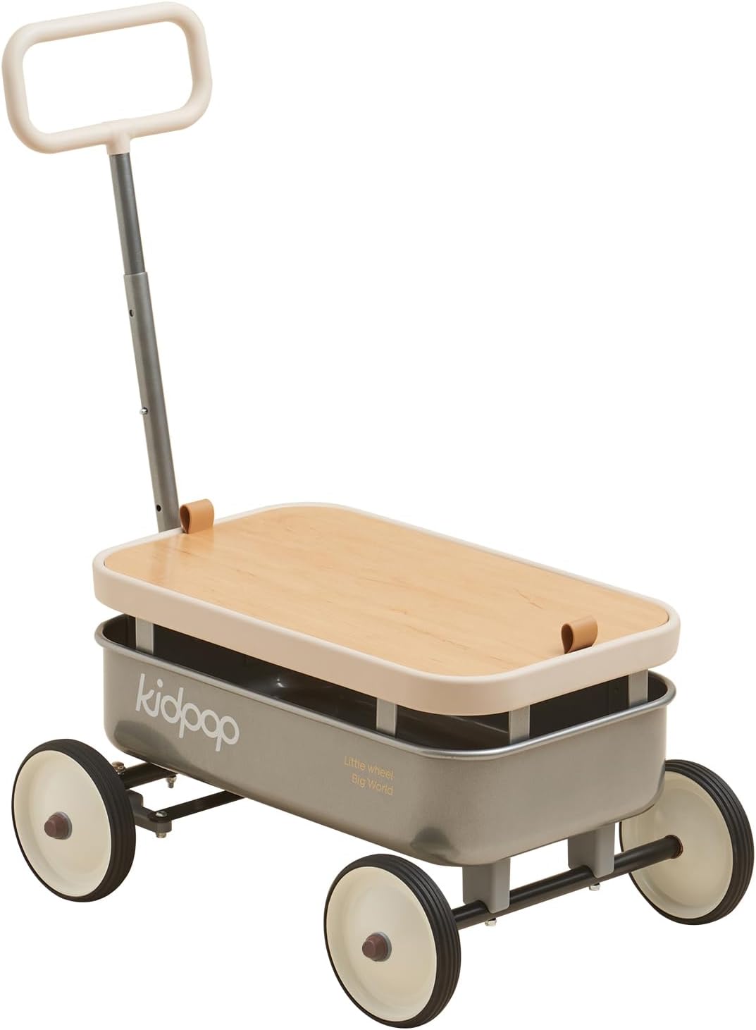 kidpop PULA-Wild 3-in-1 Kids' Pull-Along Wagon Toddlers Push Walker for 2.5-8, Removable Wooden